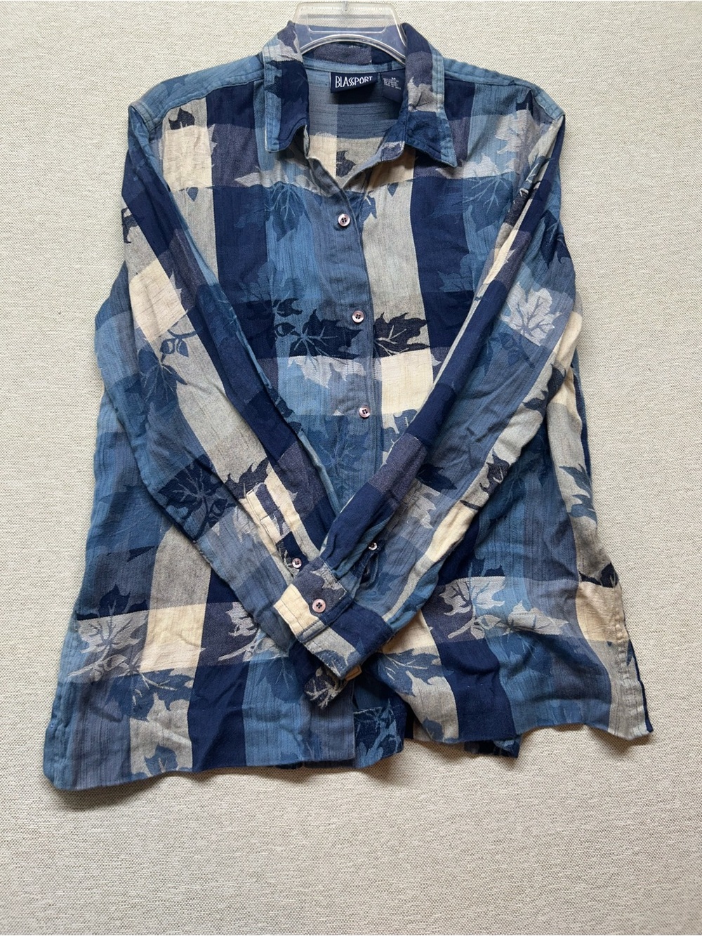 Blauport Women's Blue Plaid Button-Down Shirt